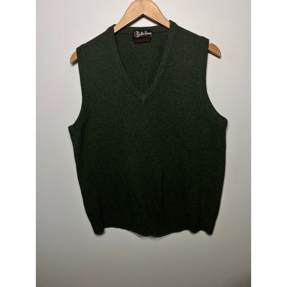 VTG Aldo Romano Sweater Vest Green Lambswool Grandpacore Grunge Knit Casual M